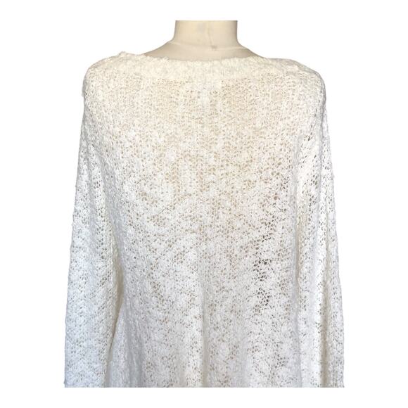 Leith Sweater Ivory White Round Neck Long Sleeve Acrylic Pullover Women's Medium - Picture 6 of 10